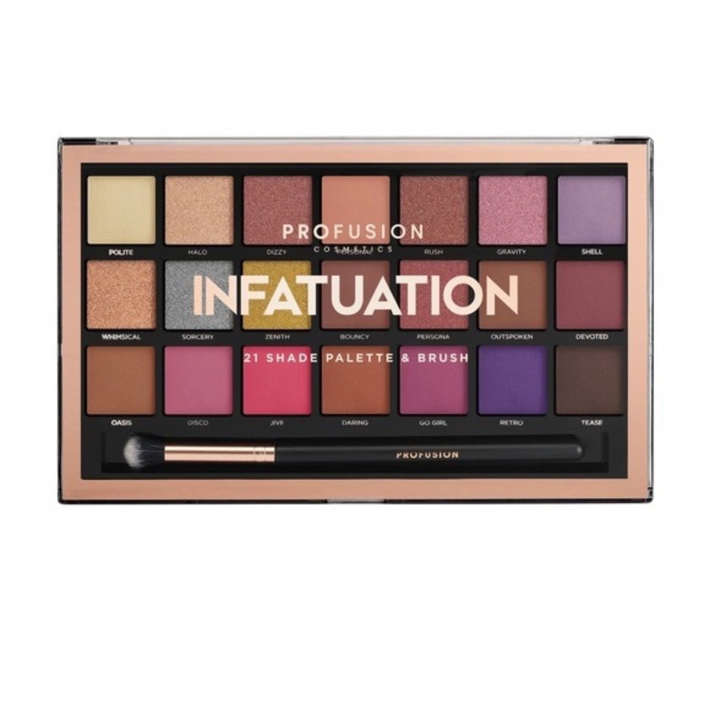 Profusion “INFATUATION” 21 Shade Eyeshadow Palette & Brush NEW